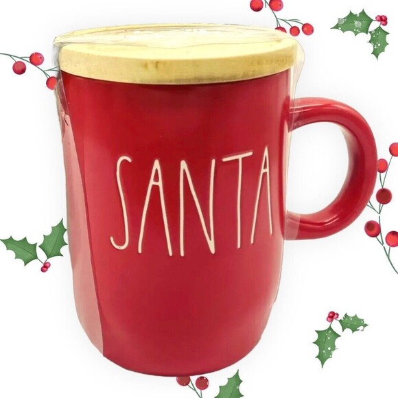 Rae Dunn SANTA Mug Wood Etched Snowflake Coaster LL Christmas Red New 2021 X-Mas - Picture 6 of 6